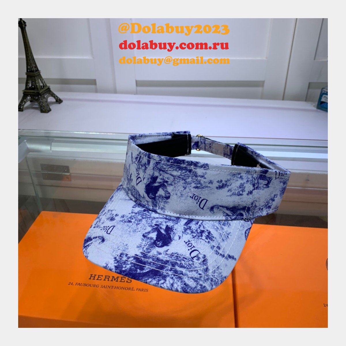 High Quality Christian Dior Blue and white porcelain hats