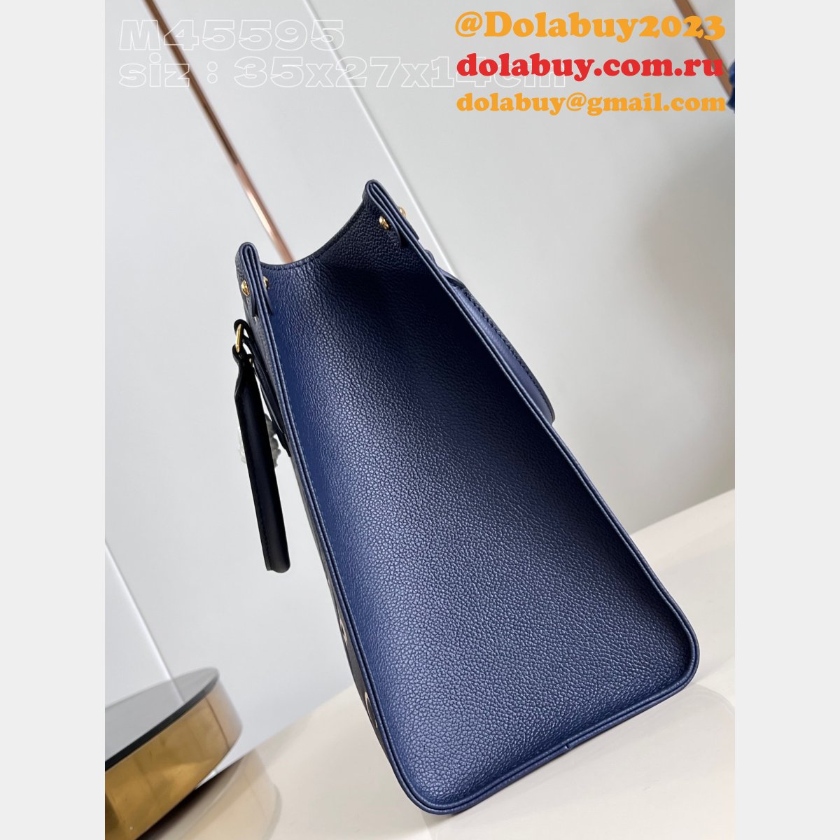 Onthego Louis Vuittons Replica M47084 Navy Monogram Empreinte Bag