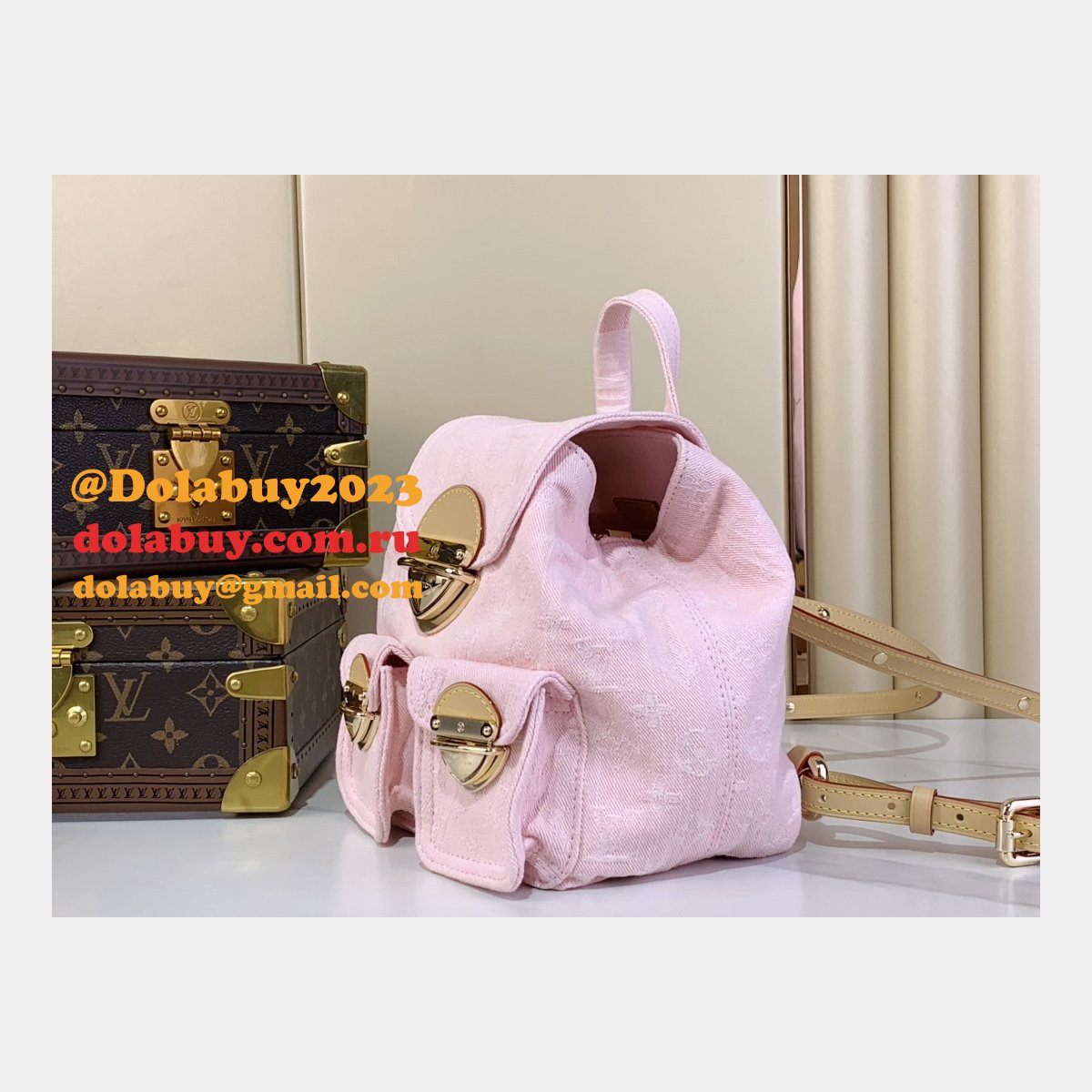 Venice Backpack Louis Vuitton Copy M13031 Luxury Monogram Denim Pink