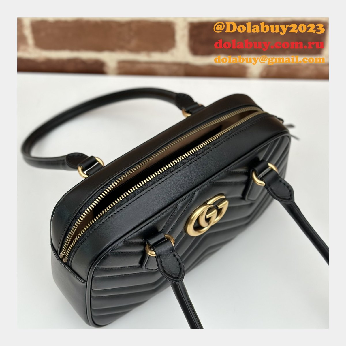 inspired gg marmont G*u*i knockoff top handle 795199 bag