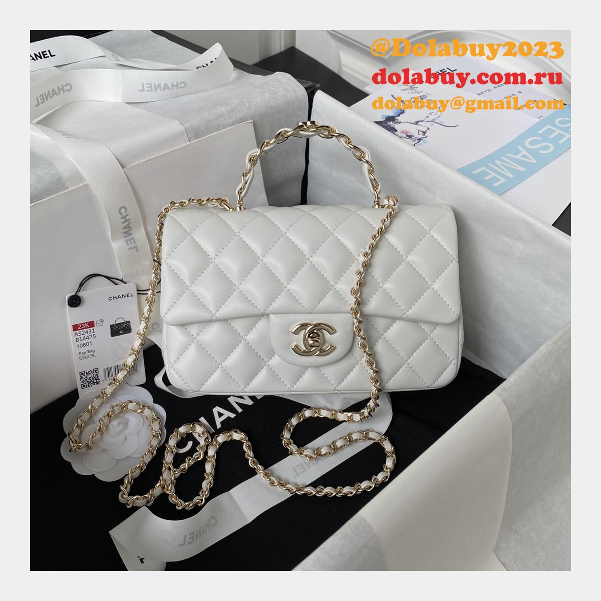 Duplicate AS2431 Flap Top Handle High Quality Replicas Bag