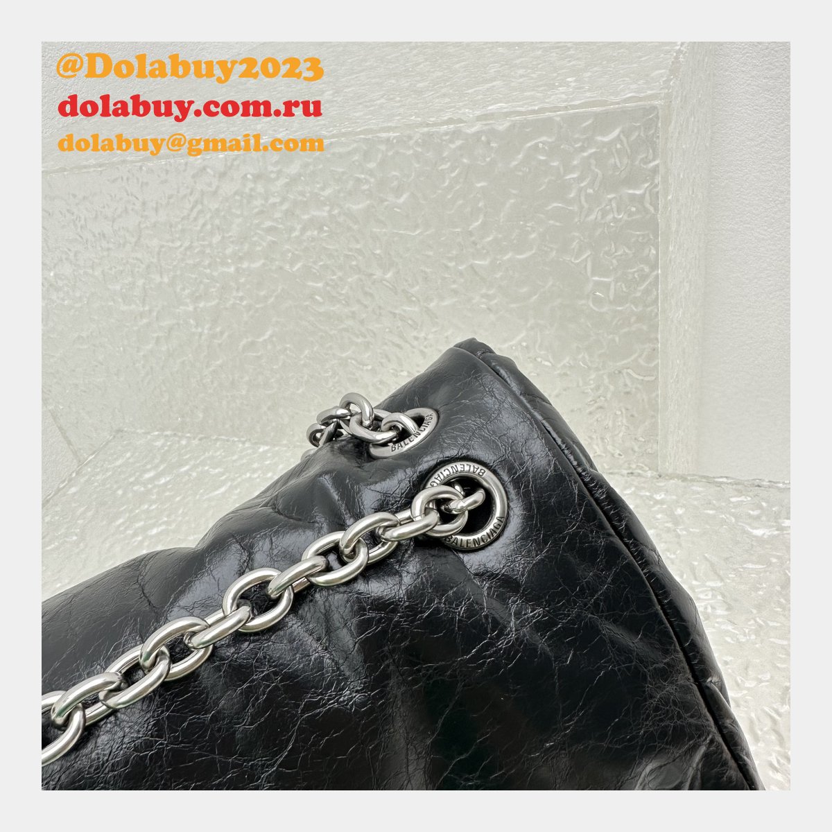 Top Quality Best Balenciaga Le Monaco Wax Leather Chain Bag