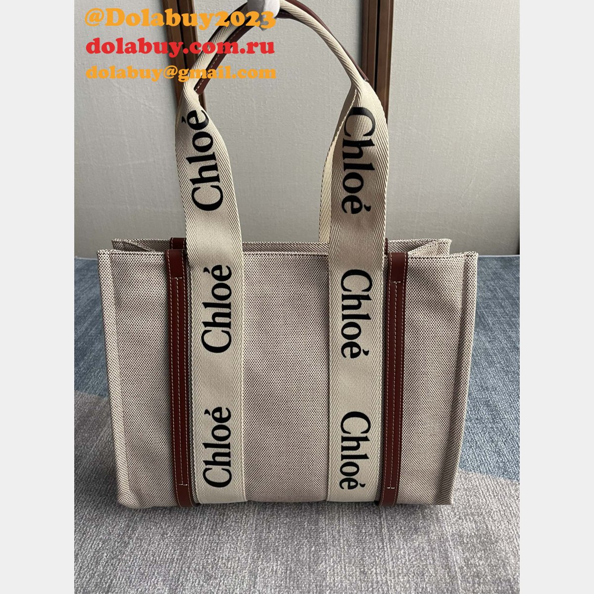 Best Quality Chloe Woody Tote Bag in Cotton Canvas 36CM