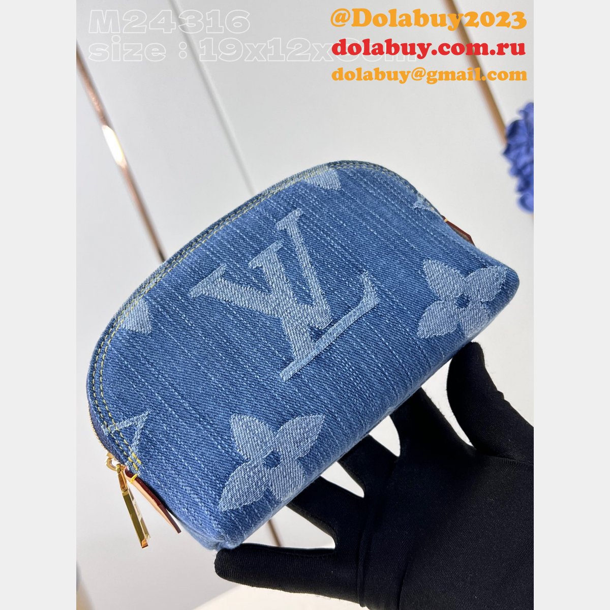 Top Quality Pochette Cosmétique M24316 Blue Louis Vuitton Designer Bag