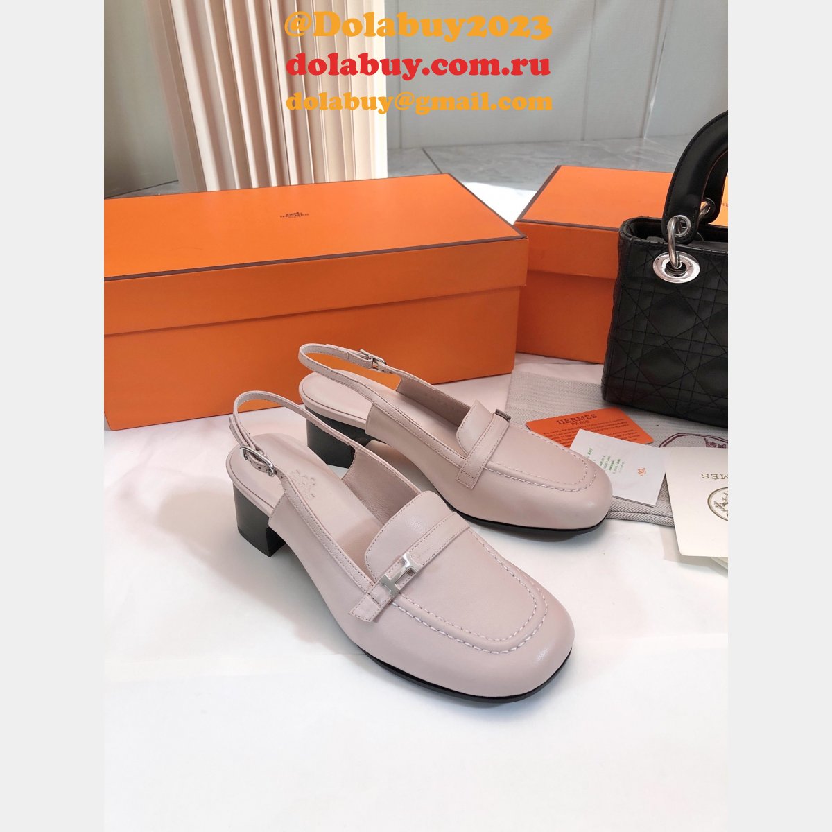 Mooz Pumps Hermes Groupie Mule Designer Replica Shoes