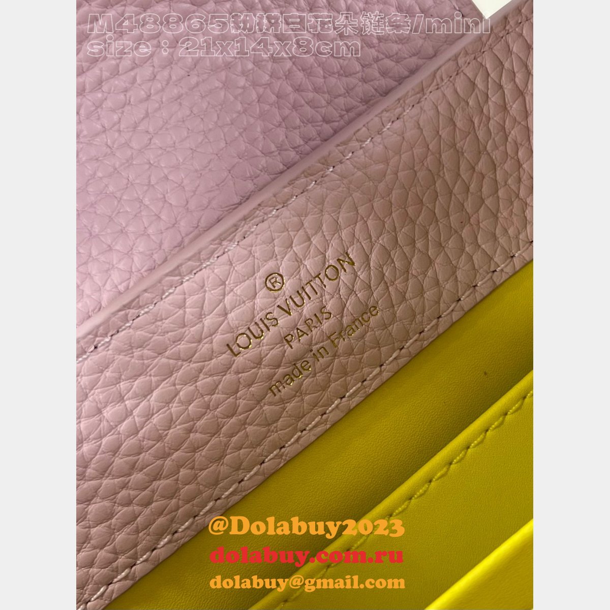 Pink White M48865 Flower Chain Knockoff The Capucines Replica LV Bag