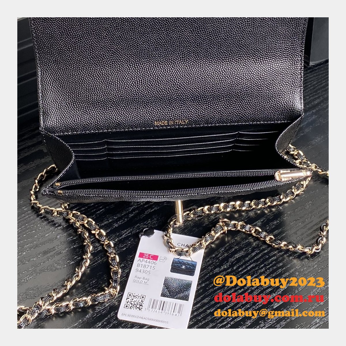 Designer Replcias 25C AP4406 Lychee Leather Black/White Bag