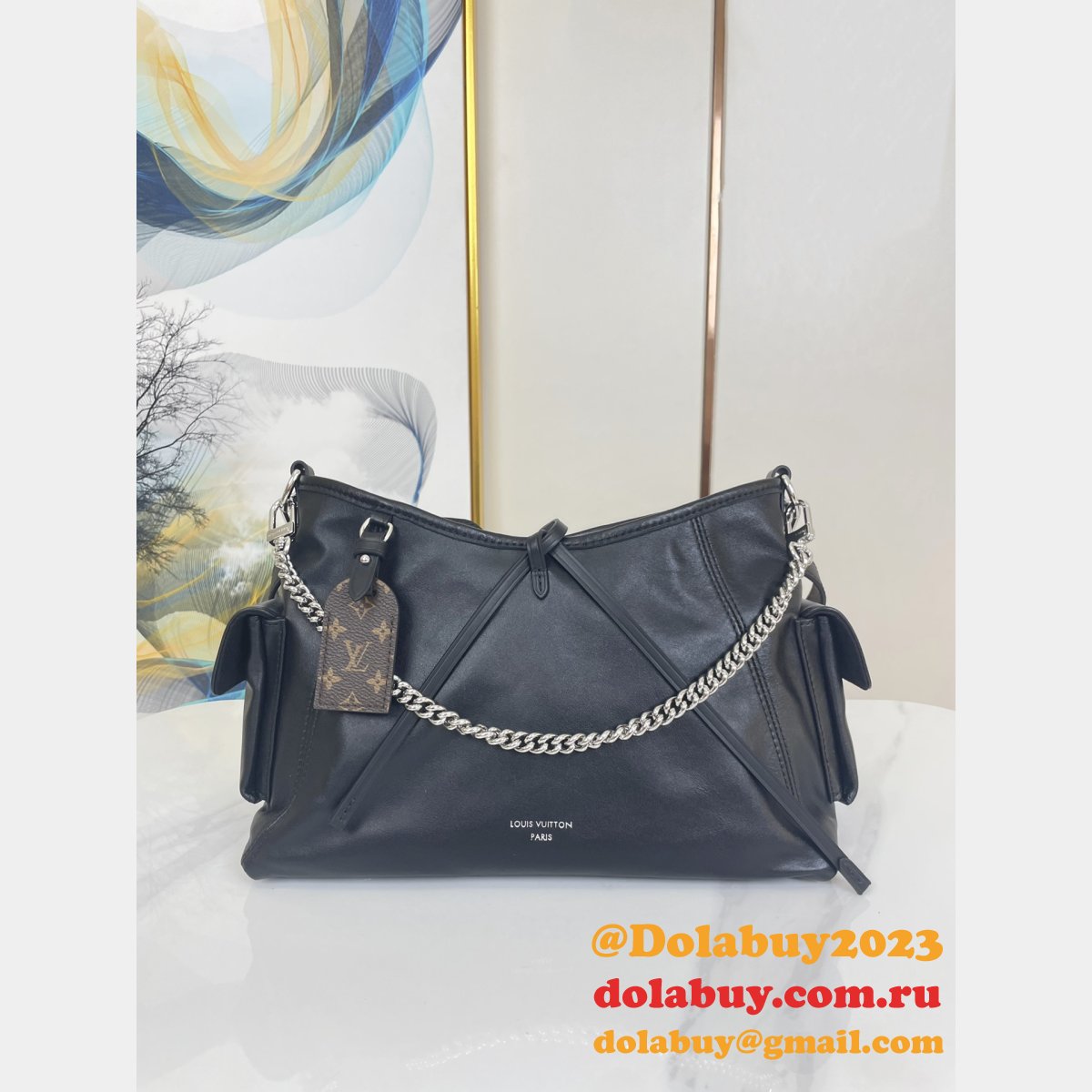 Inspired M24861 CarryAll Cargo PM H27 Louis Vuitton Perfect Black Bag