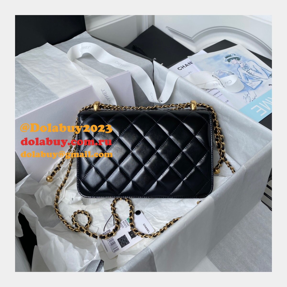 1:1 Replica AS2649 Calfskin & Gold-Tone Metal Flap Bag