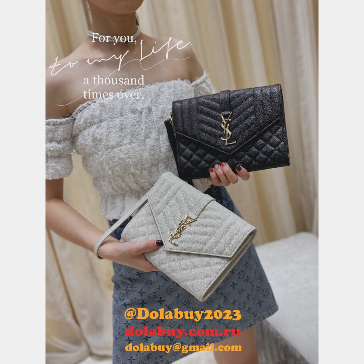 Cheap YSL 617662 Monogran clutch in quilted grain de poudre embossed Outlet