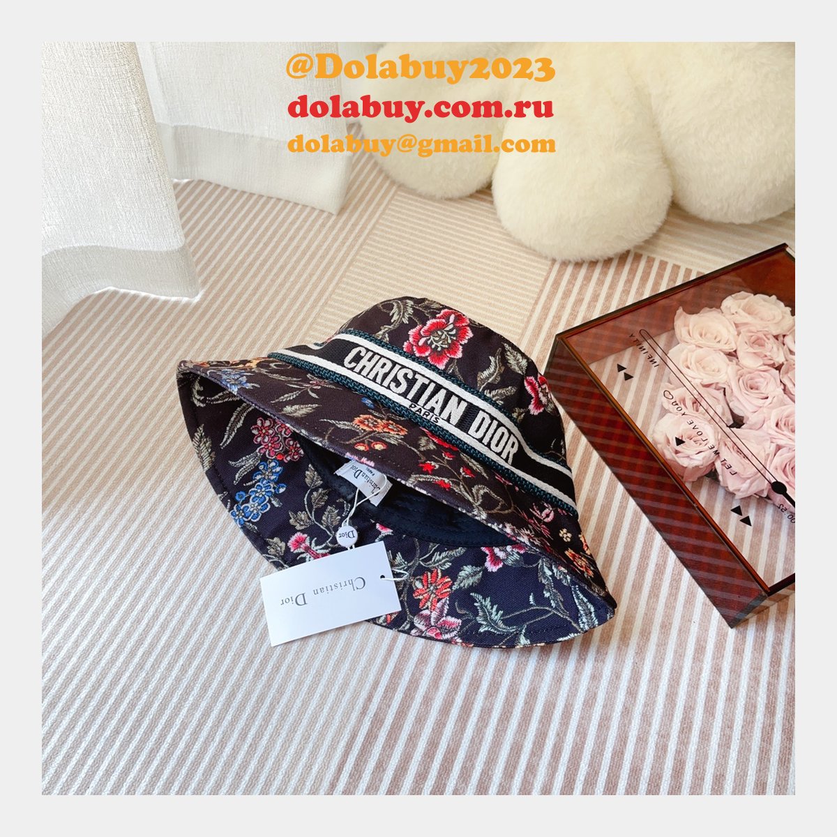 Best Christian Dior Colorblock bow Fisherman hat