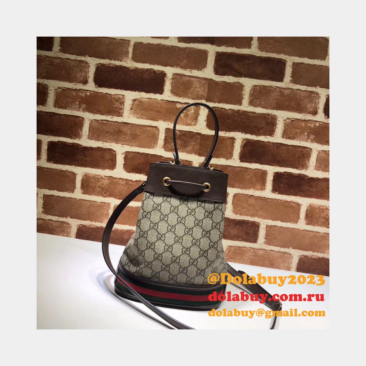 Beige/Ebony Knockoff 550621 GG Supreme Ophidia Small Bucket Bag