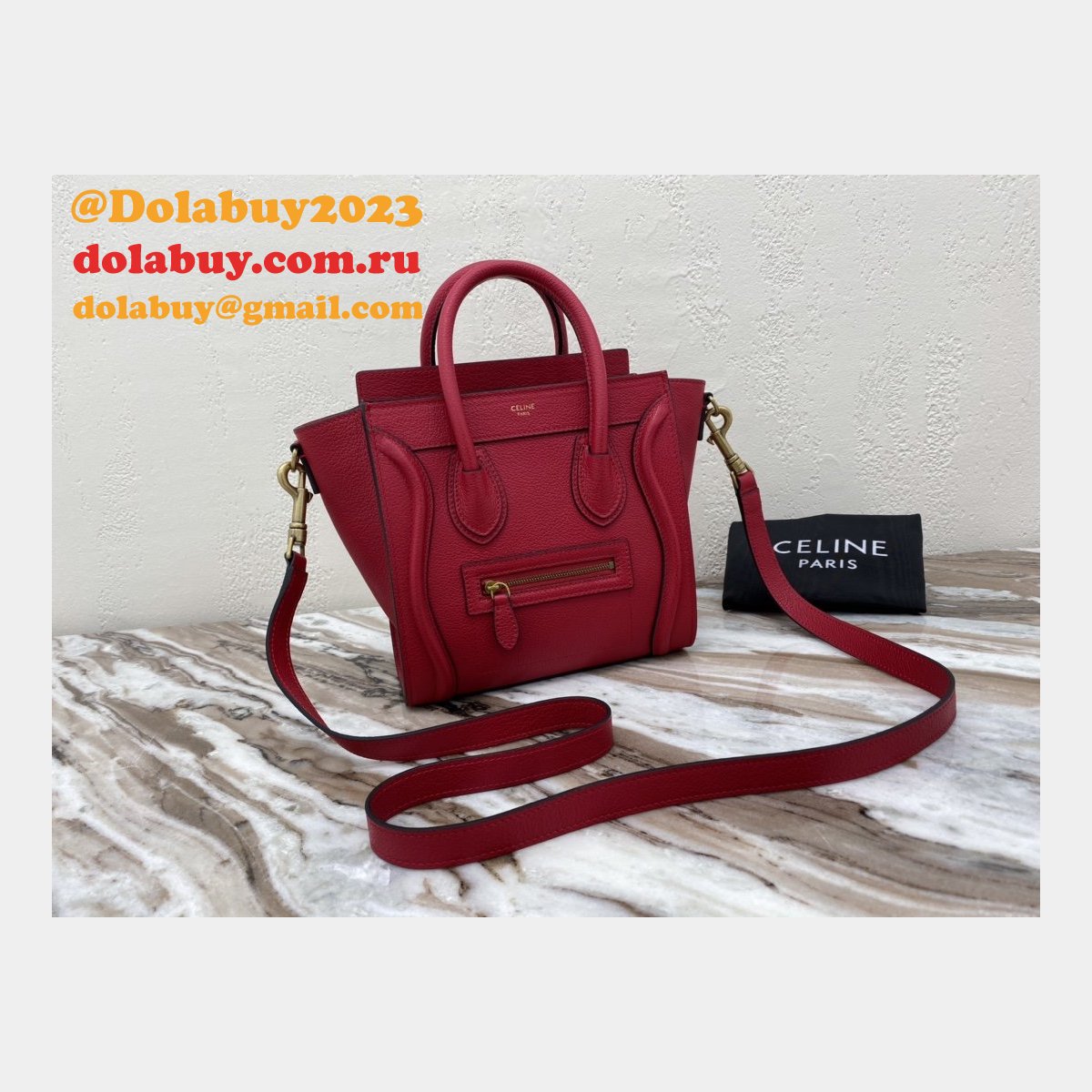 Celine Replica Red Luggage Nano Shopper 168243 Women