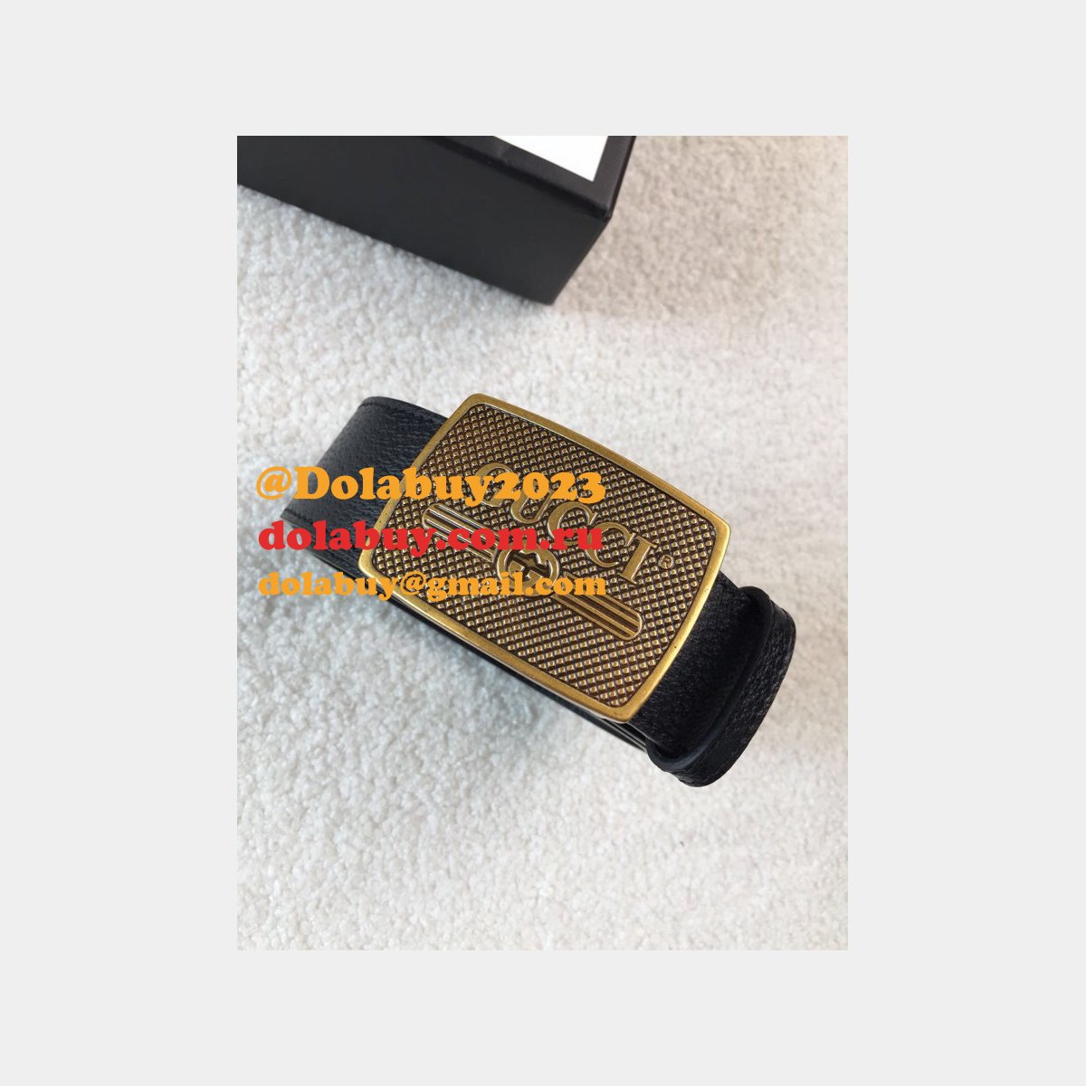 knockoff G*u*i leather belt 38mm black replica