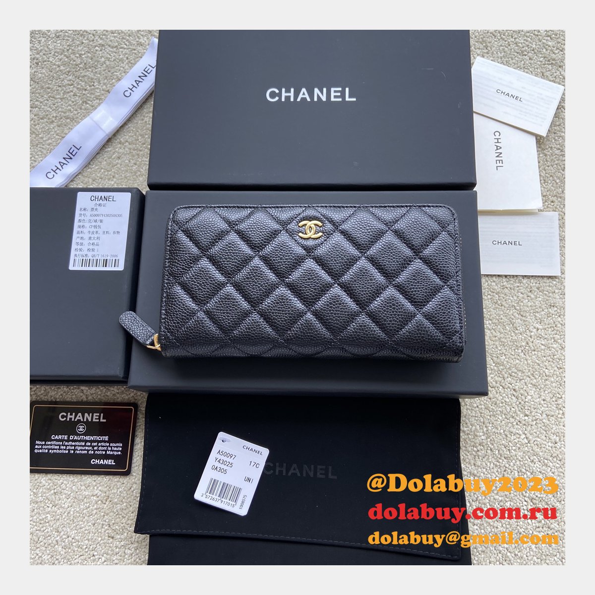 Best CC Leather Matelasse Round Zipper Long Wallet A50097