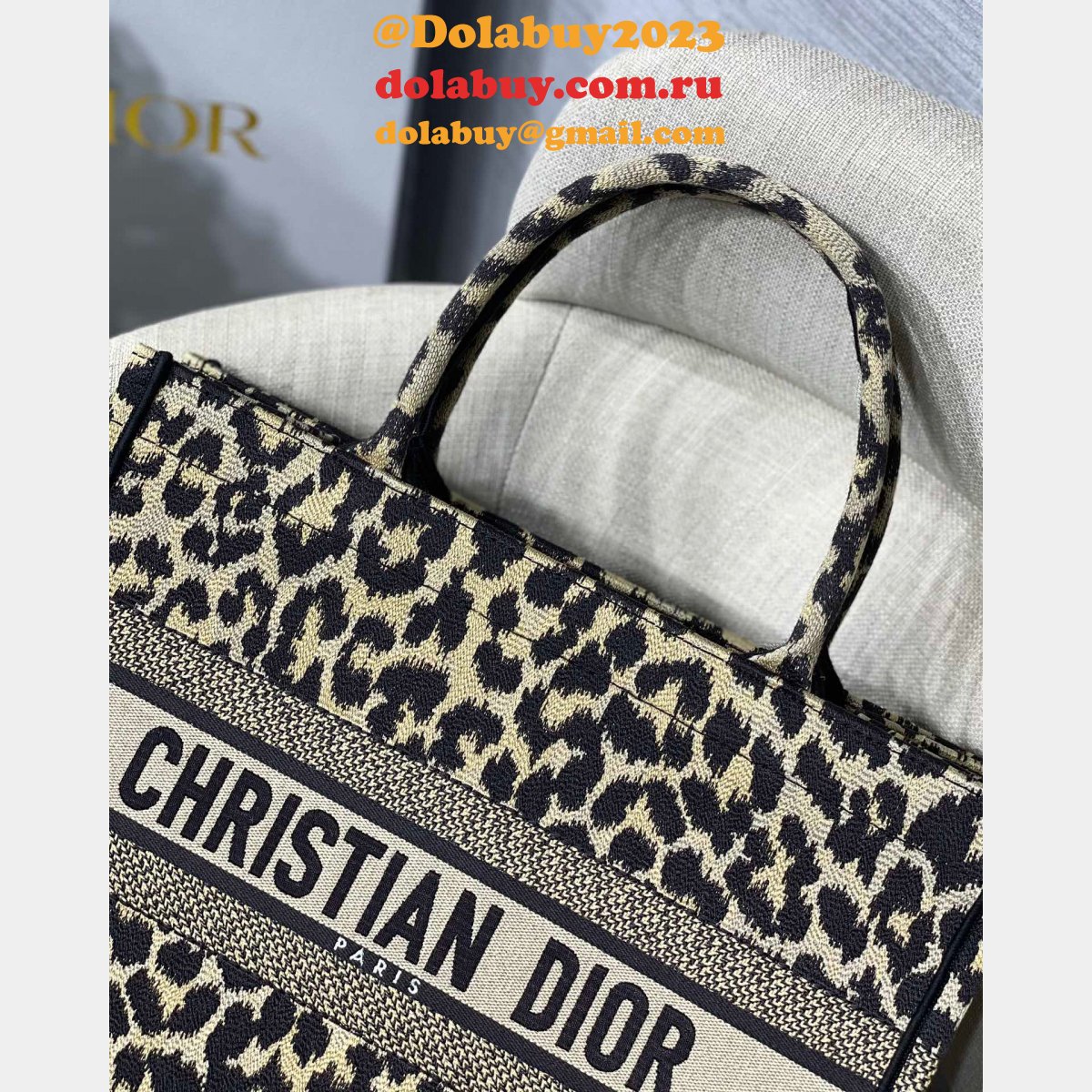 Christian Dior Replica Book Tote Dior Oblique Embroidery Bags