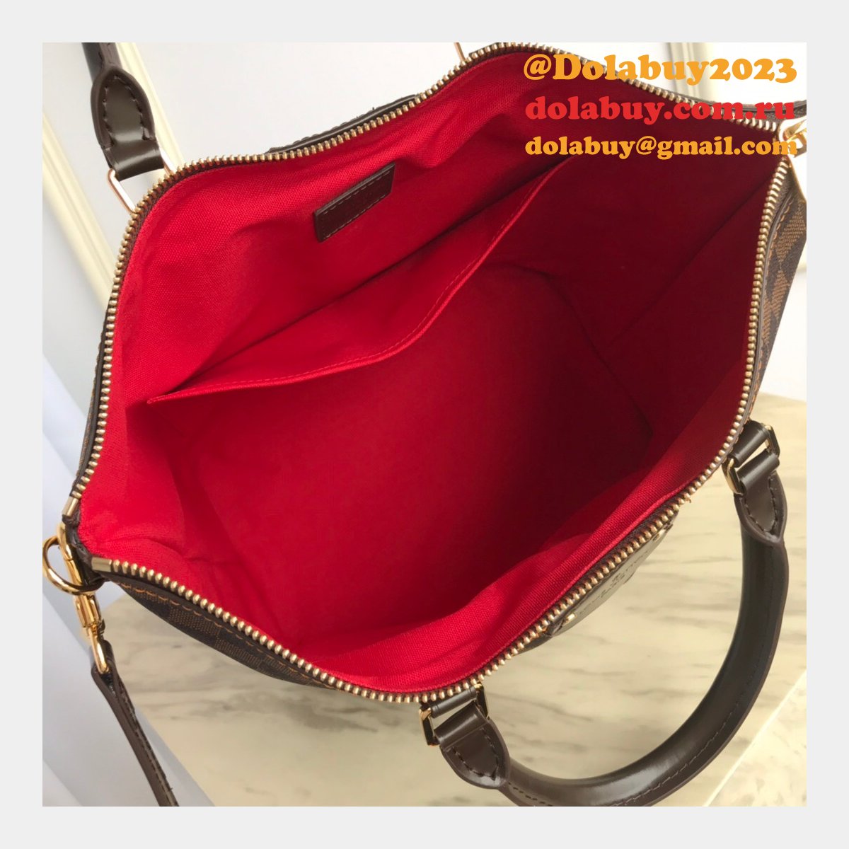 AAA+ Replica Louis Vuitton Siena MM Damier Ebene Brown