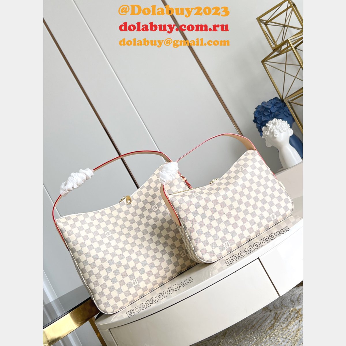 Louis Vuitton Slouchy PM/MM Damier Azur N00126 & N00116 Knockoff Bags