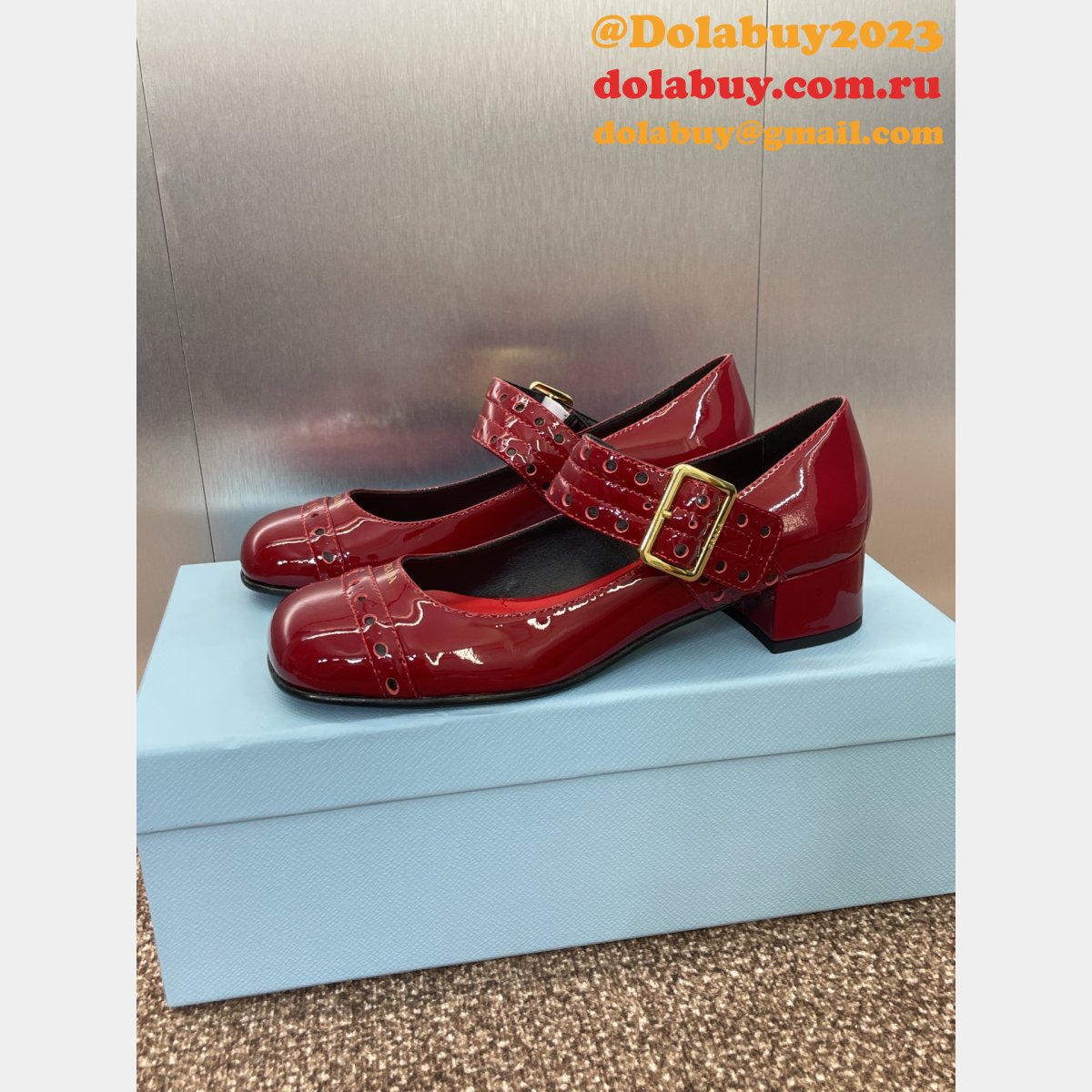 Prada 1:1 Mirror Patent Leather Mary Jane Pumps