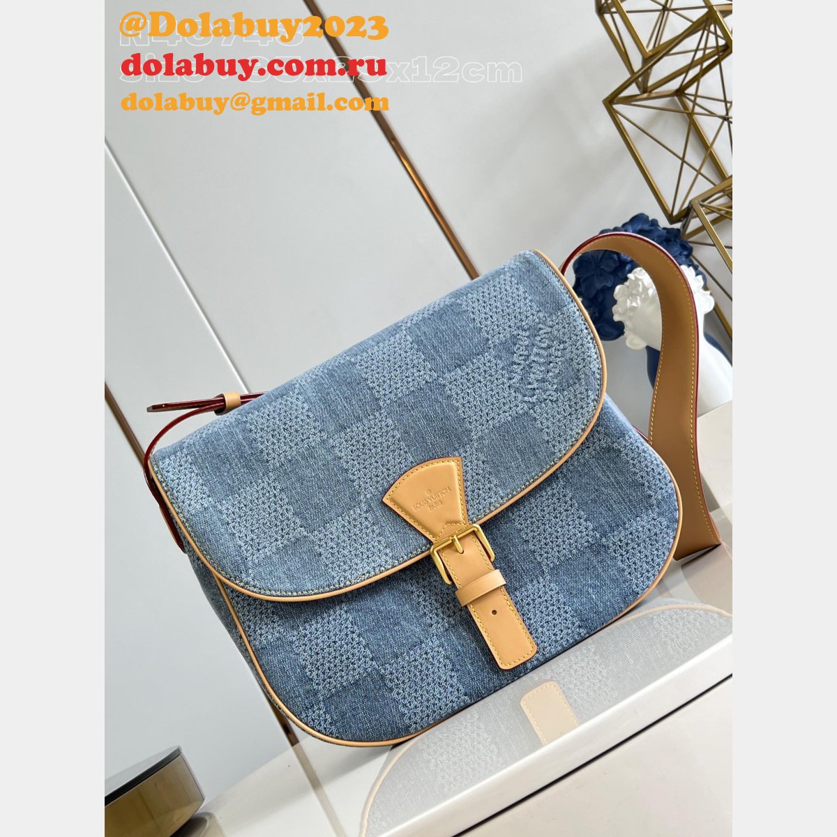 Louis Vuitton Fake Montsouris Messenger MM Damier N40743 Men Blue Bag