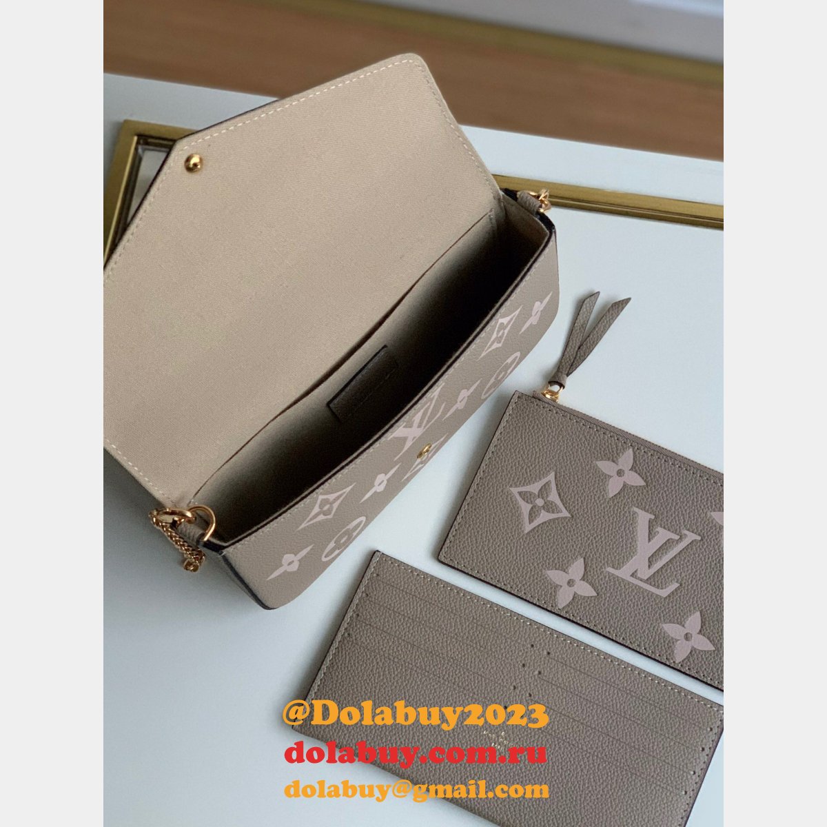 Louis Vuitton Félicie Pochette Monogram Empreinte Leather M69977 Cream Black