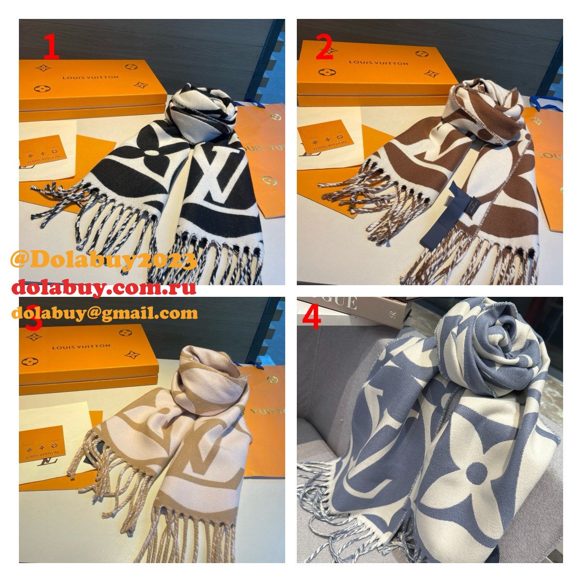 Duplicate LV Medallion Sheep Wool Scarf