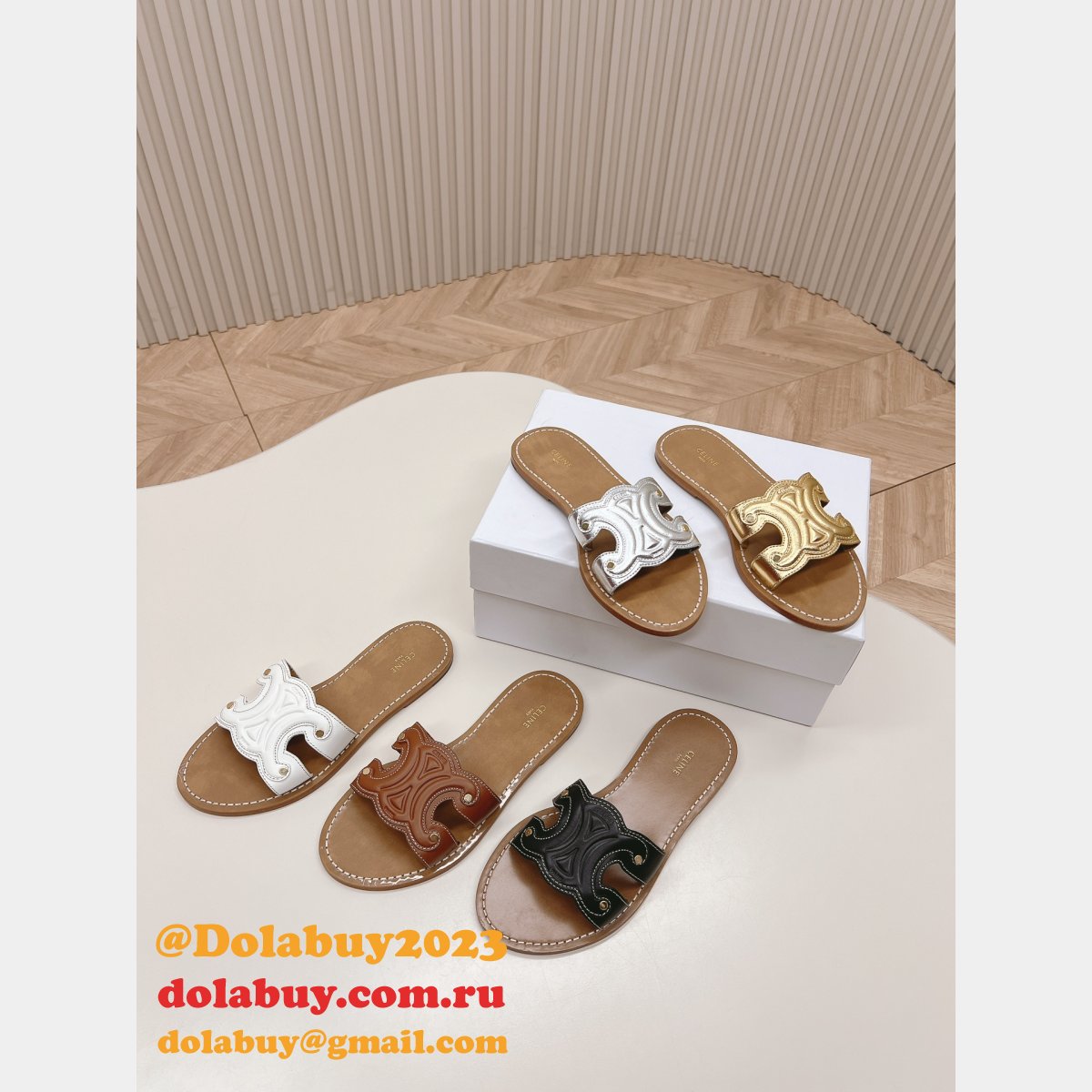 Celine Replica Paris Premium Flats Sandal Triomphe Shoes