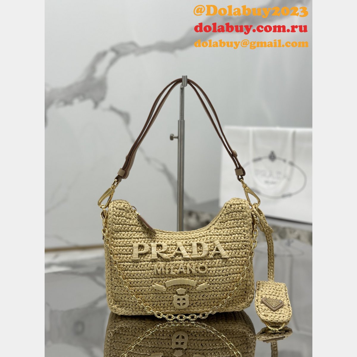 Wholesale Fashion Best Prada Hobo raffia handbag