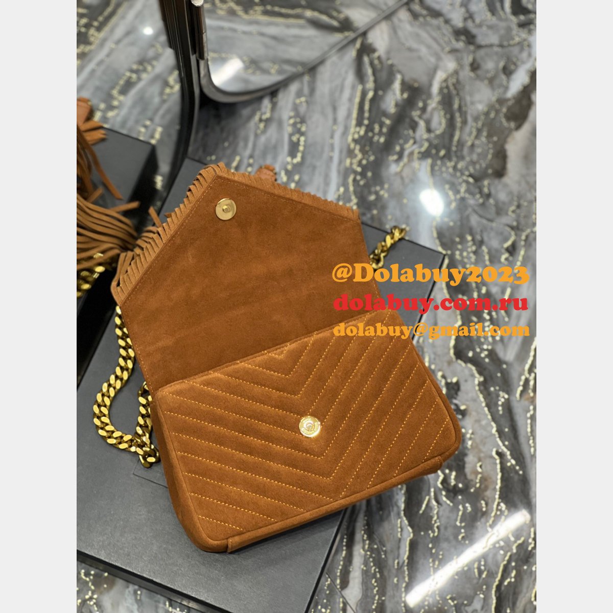 Replica Yves Saint Laurent 392737 AAA Chain Light Suede China Bag