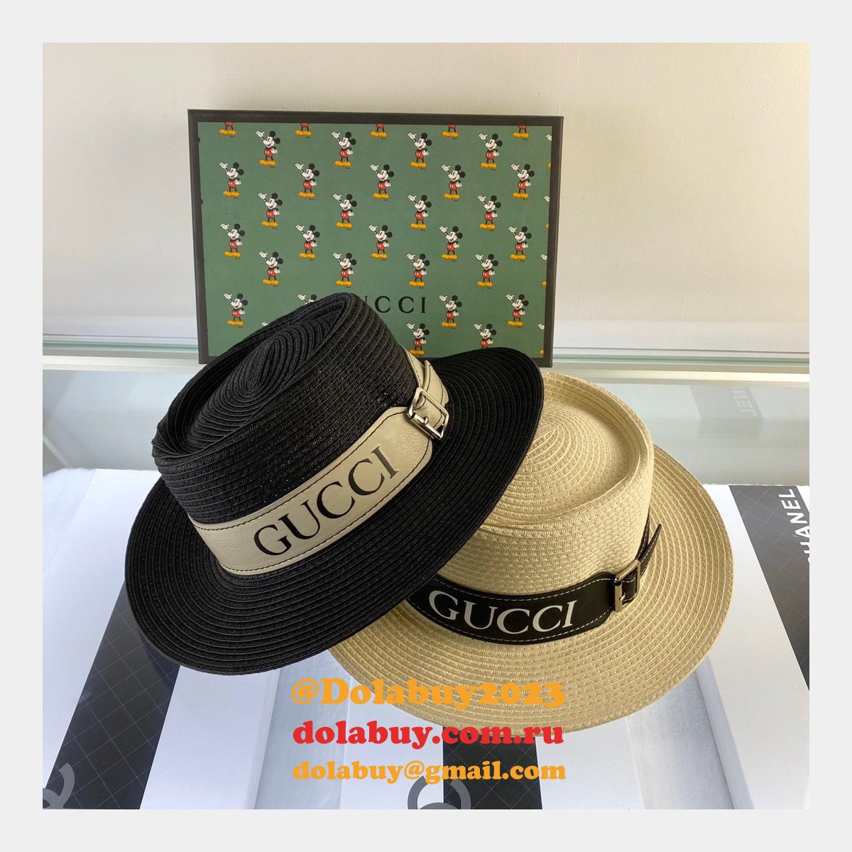 UK Gucci Belt design straw hat