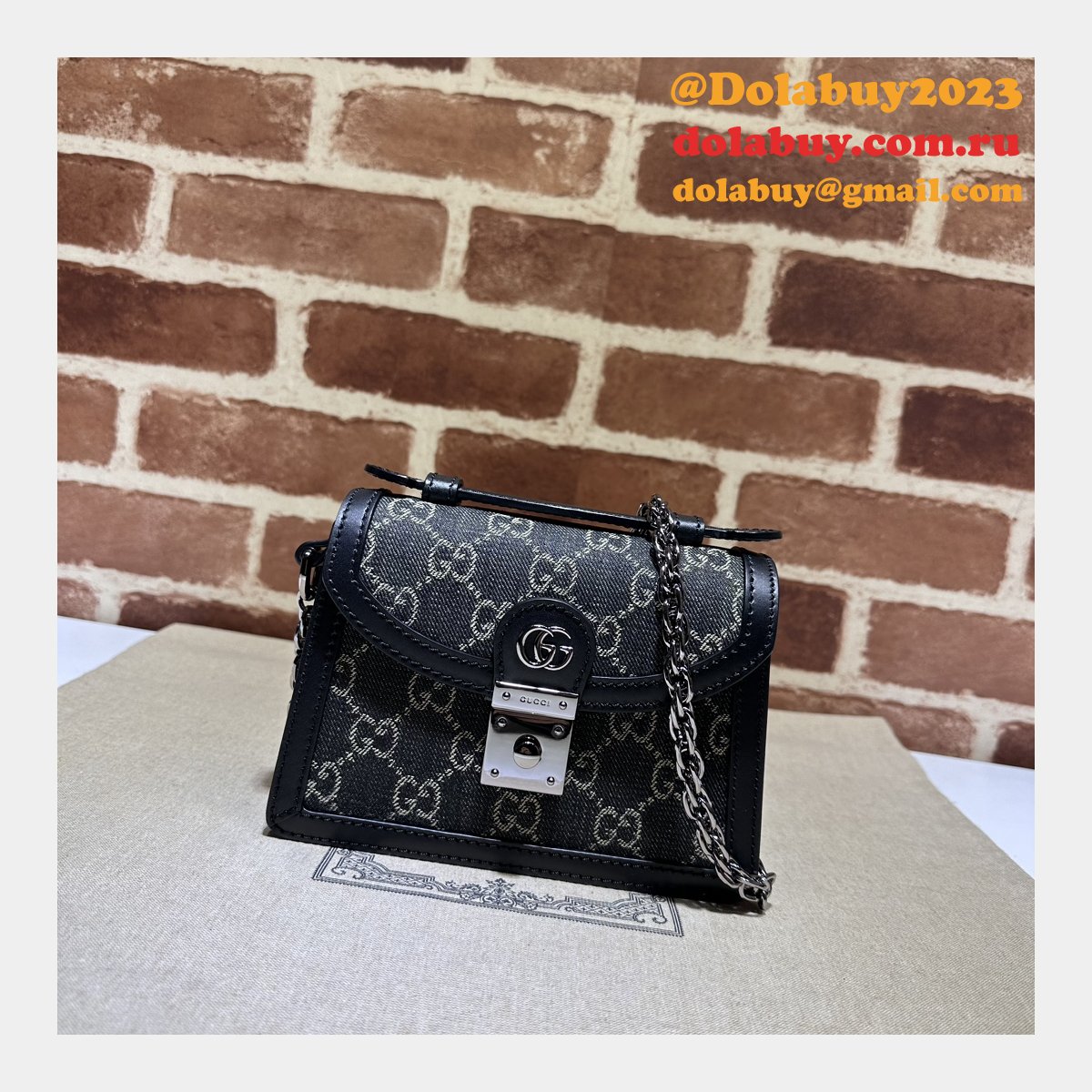 knockoff ophidia gg G*u*i black 696180 shoulder bag