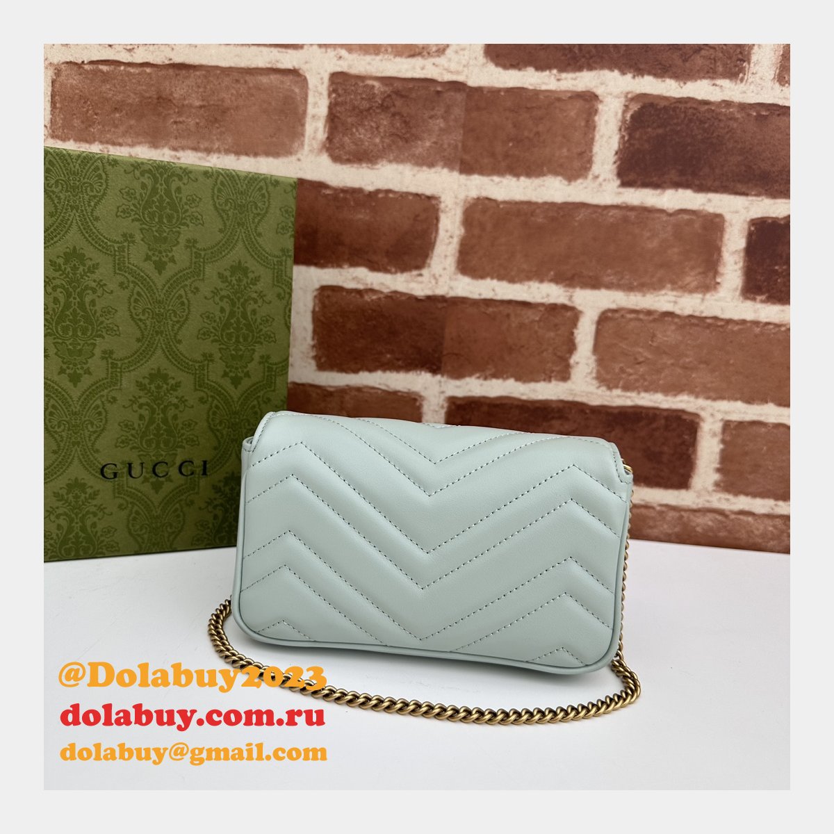 faux G*u*i matelassé shoulder gg marmont replica top bag