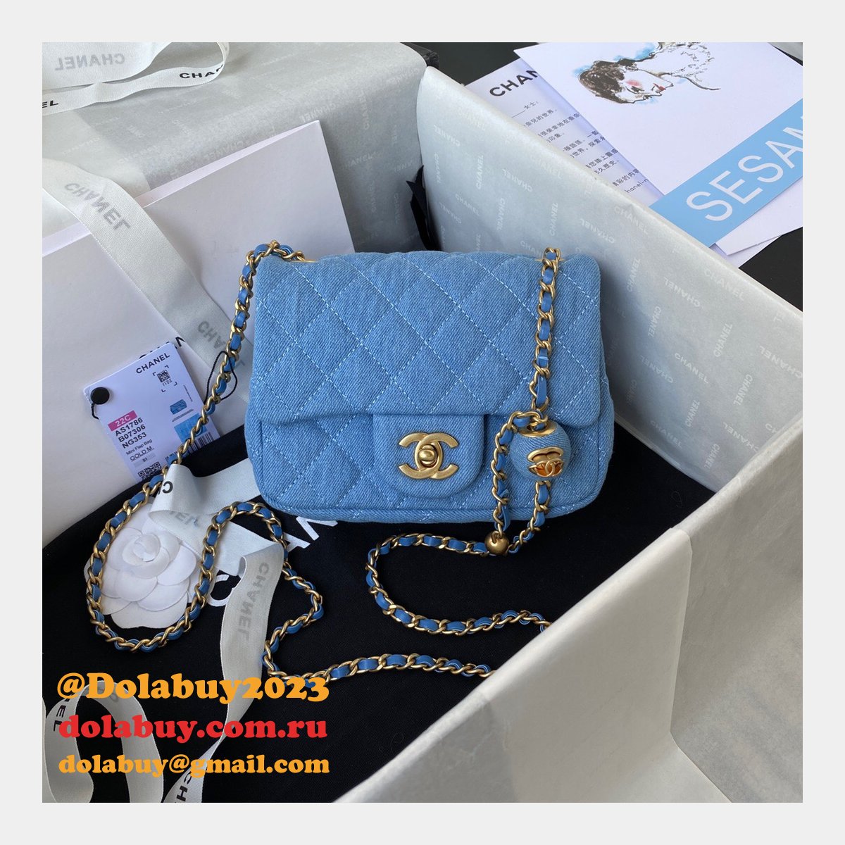 Best Replica AS1786/AS1787 light/deep Blue color Denim Handbags 2022
