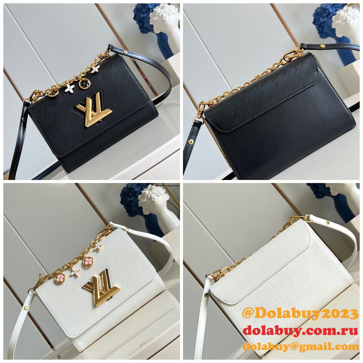 Louis Vuitton 1:1 Mirror M11723 Twist Copy Epi Black/White Bags