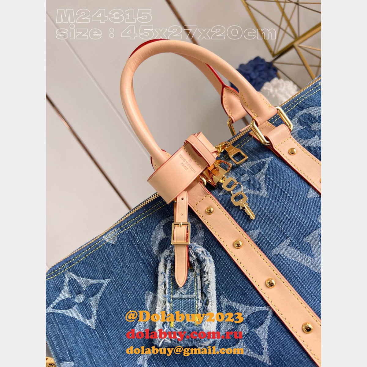 Best AAA M24315 Keepall Bandoulière 45 Blue 7 Star Louis Vuitton Fake Bag