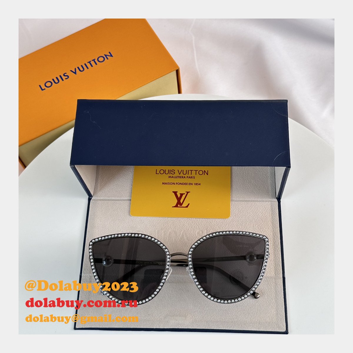 Luxury Replica Pearl Cat Eye Sunglasses Sale