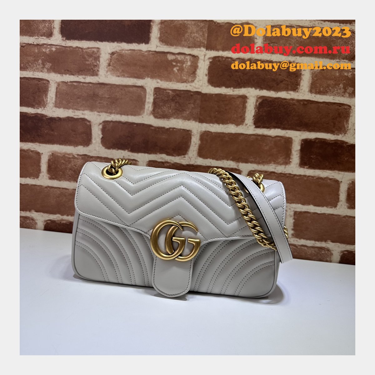 top G*u*i grey matelassé gg marmont small shoulder 443497 knockoff bag