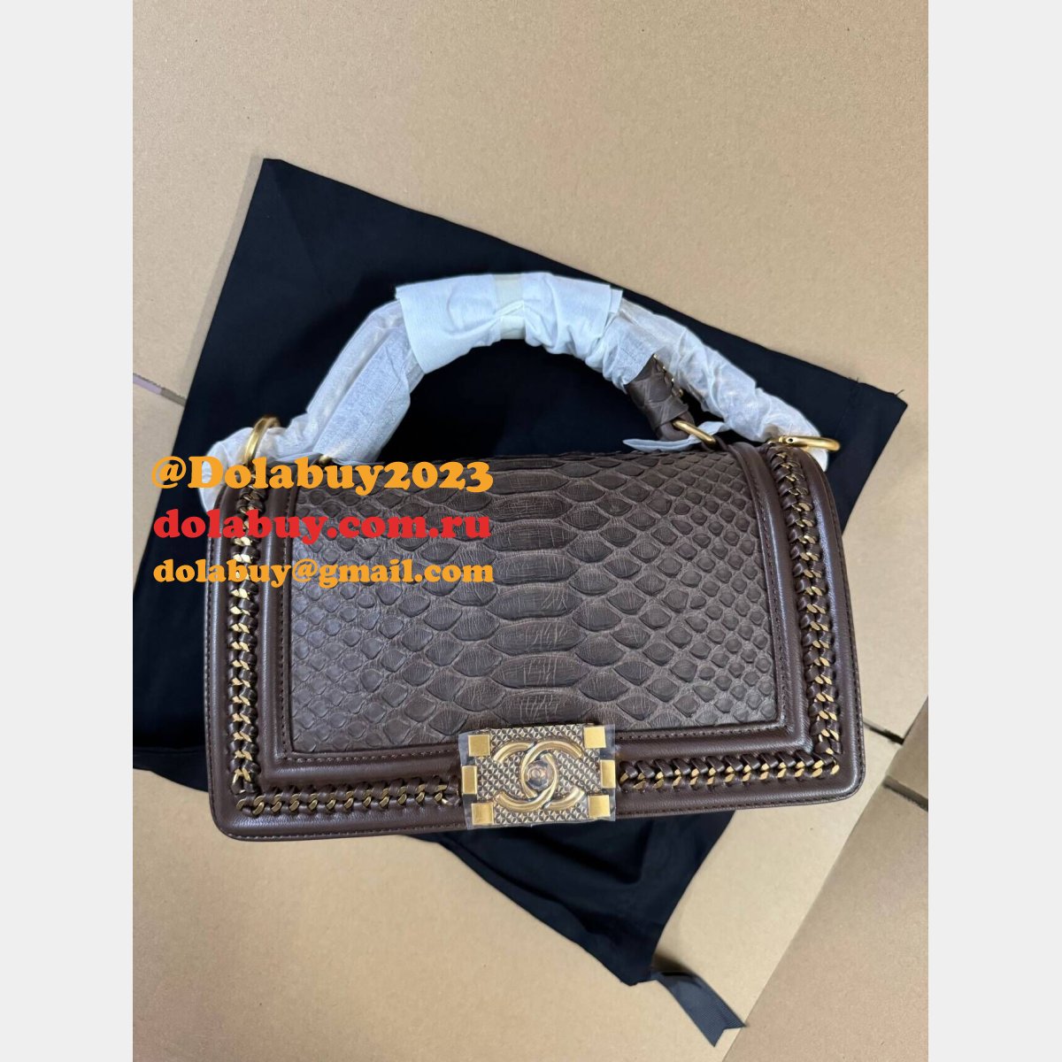 Best Luxury CC Snake SKIN Le Boy Handbag 25CM