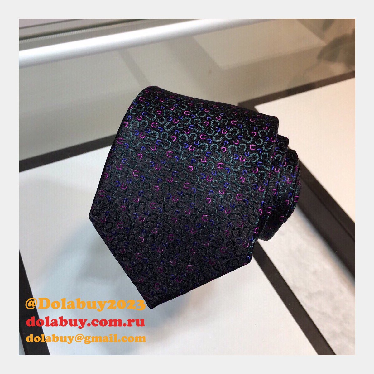 Hermes Replica Mens Silk Tie Geometric Pattern