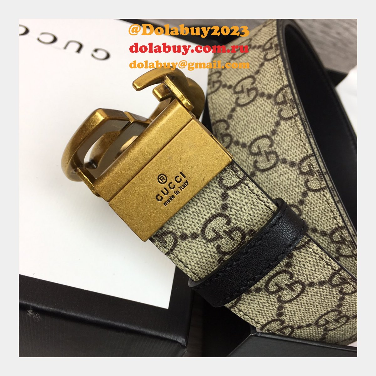 G*u*i belt with double g buckle 38mm fashion