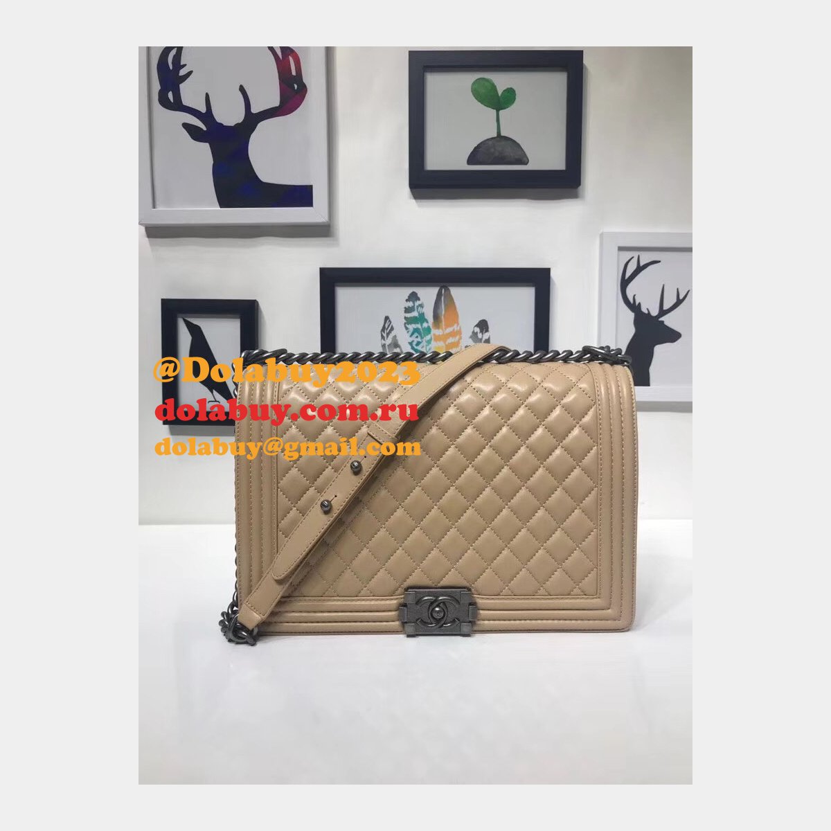High Quality CC Le Boy Luxury Bags Lambskin 30cm
