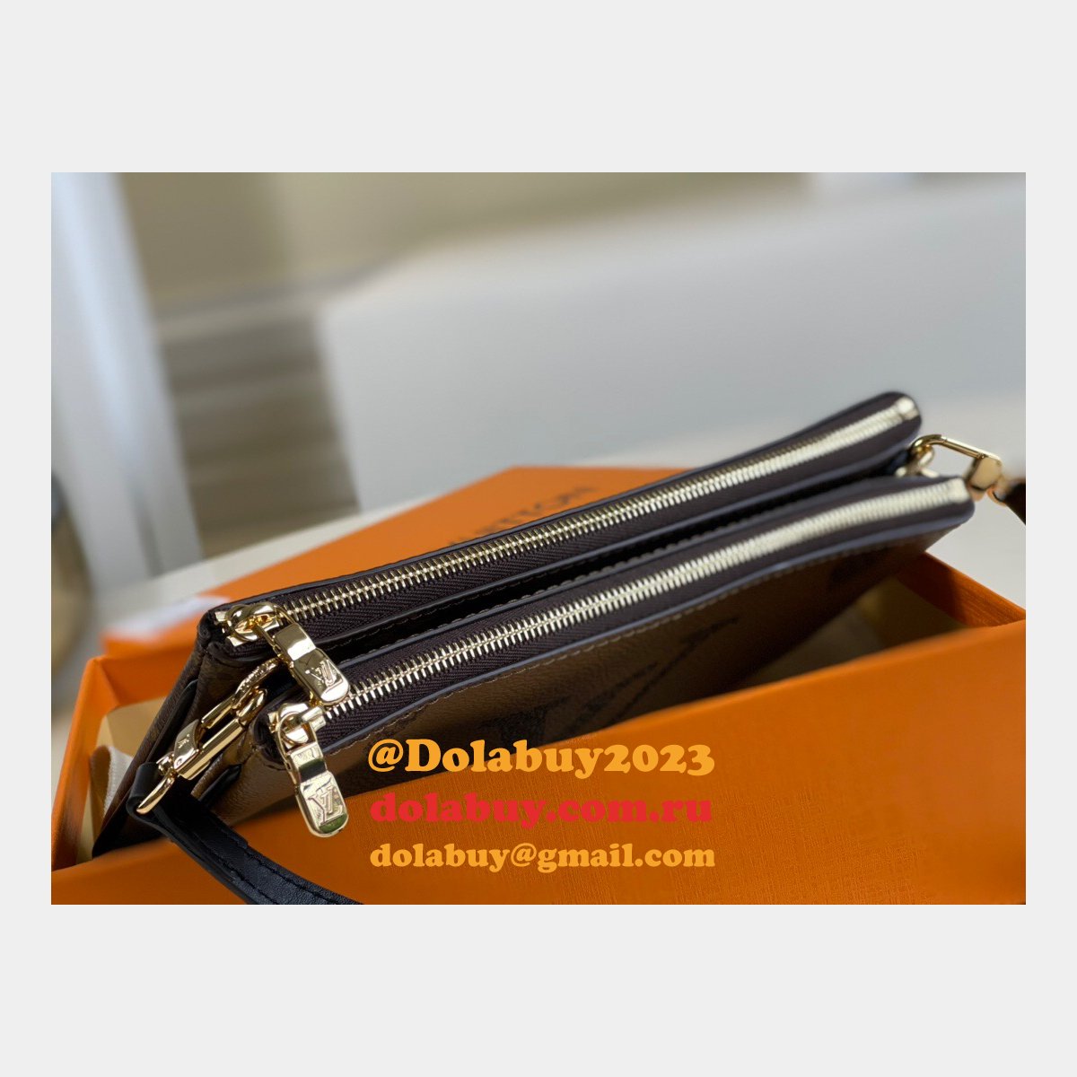 Louis Vuitton Replica Double Zip Pochette Monogram M69203 Brown