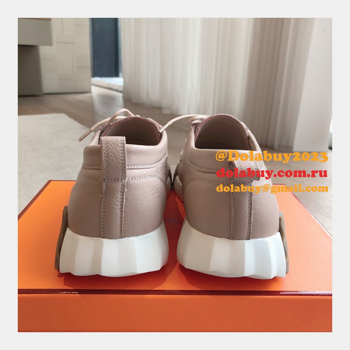 Top Quality hermes men Bouncing leather sneaker