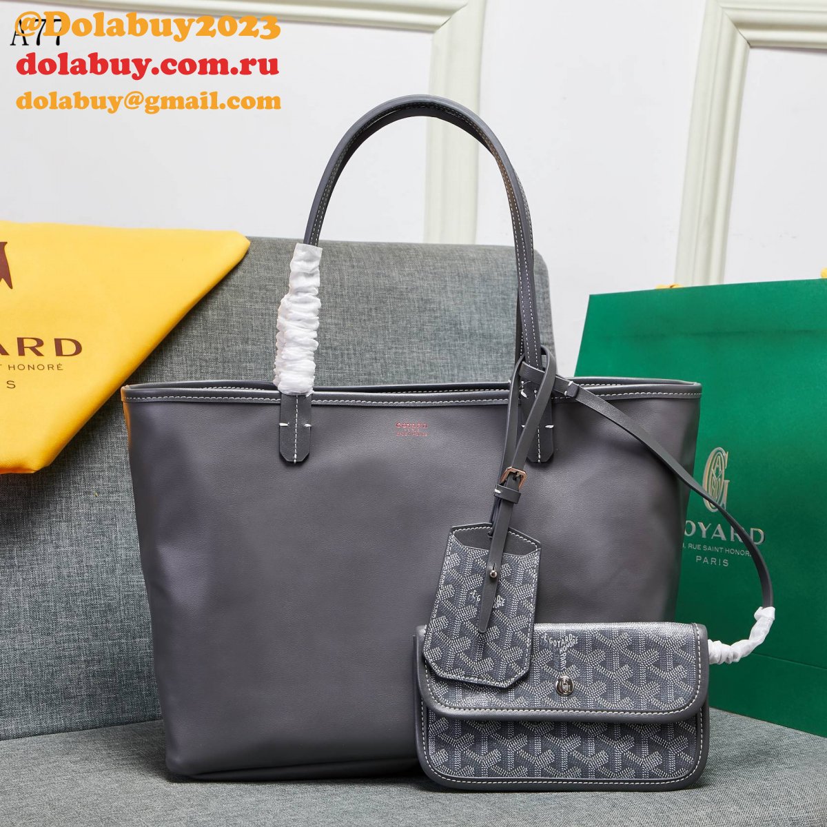 Replica Goyard Classic Chevron St. Louis PM Totes Dark grey Bags