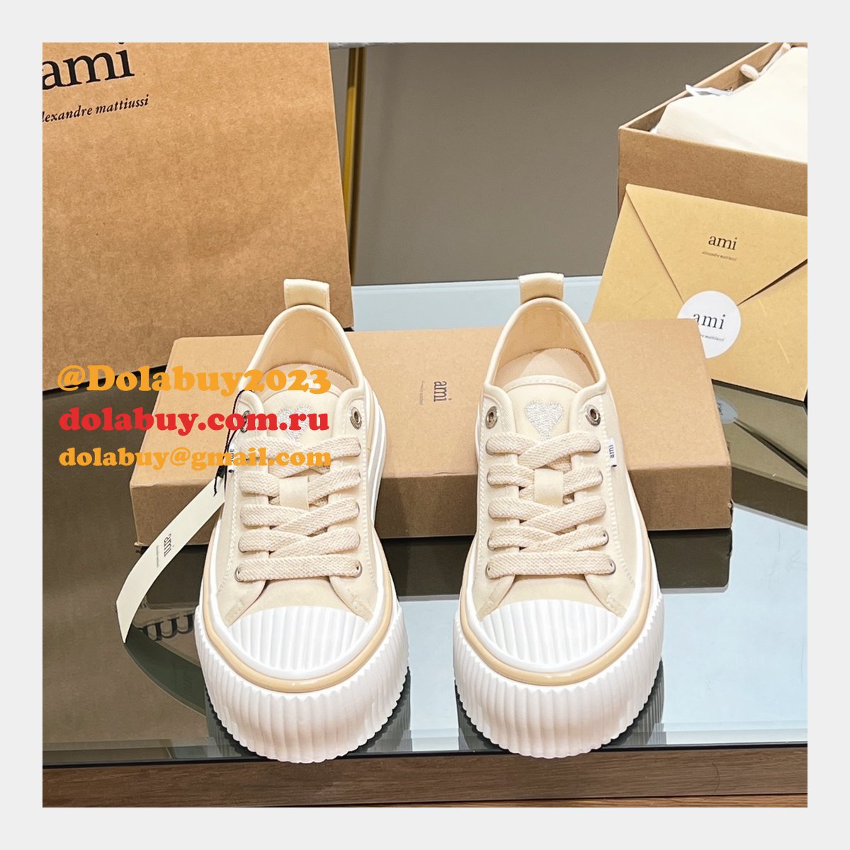Ami Paris High Quality Platform Tpu Canvas Replica Shoes