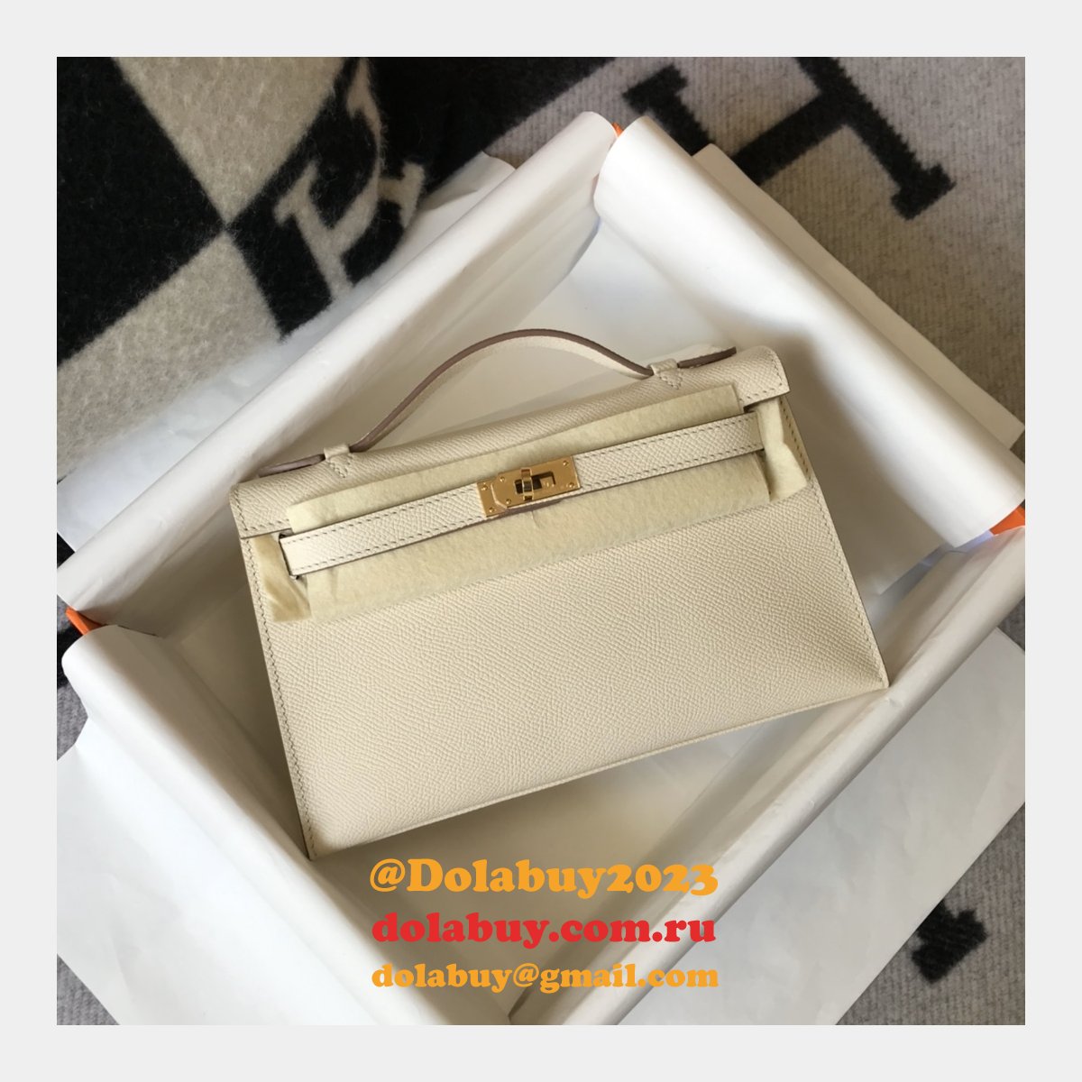 Luxury Hermes EPSOM LEATHER Mini Kelly Pouchette