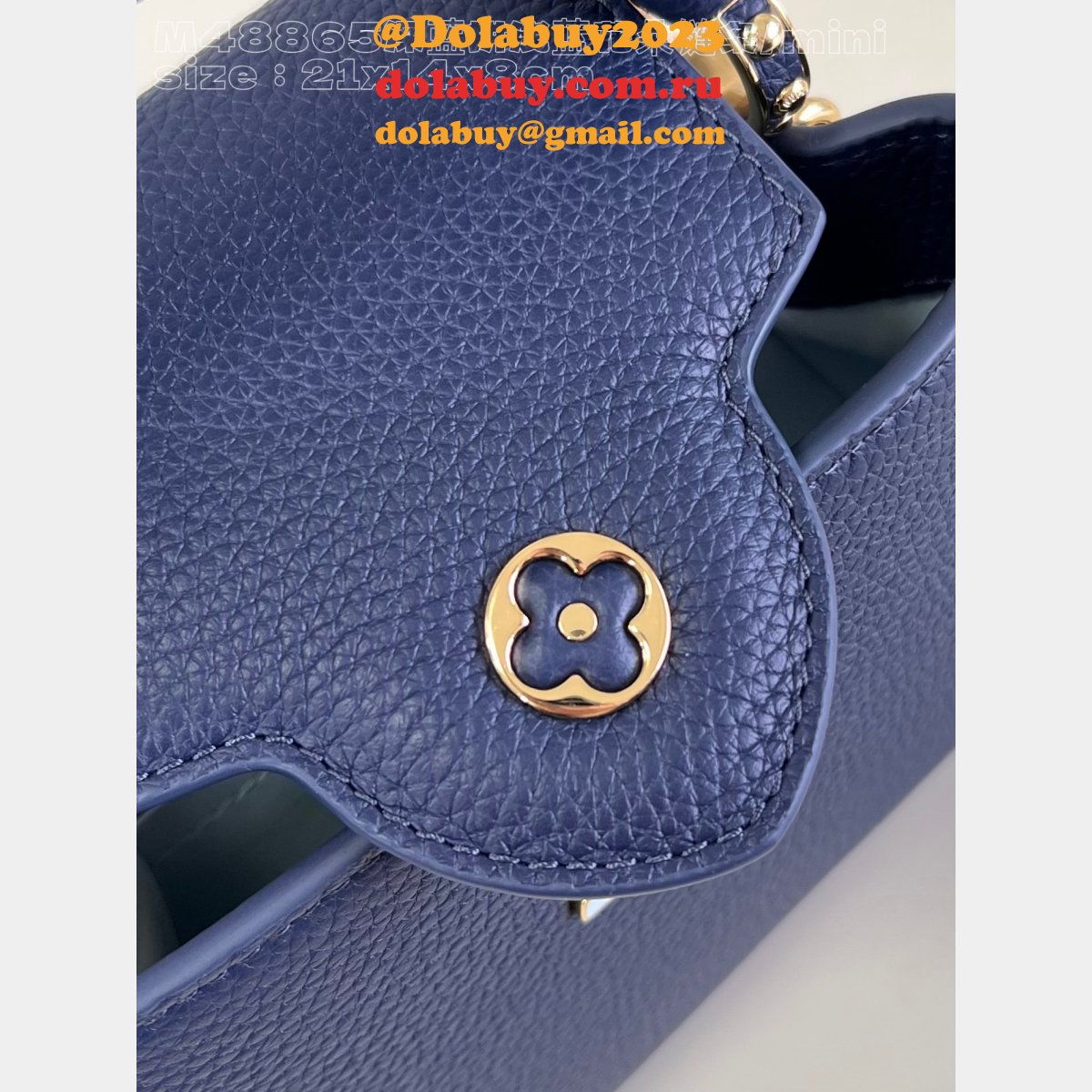 Louis Vuitton M48865 Dark Blue Light Flower Chain Capucines Replica Handbag