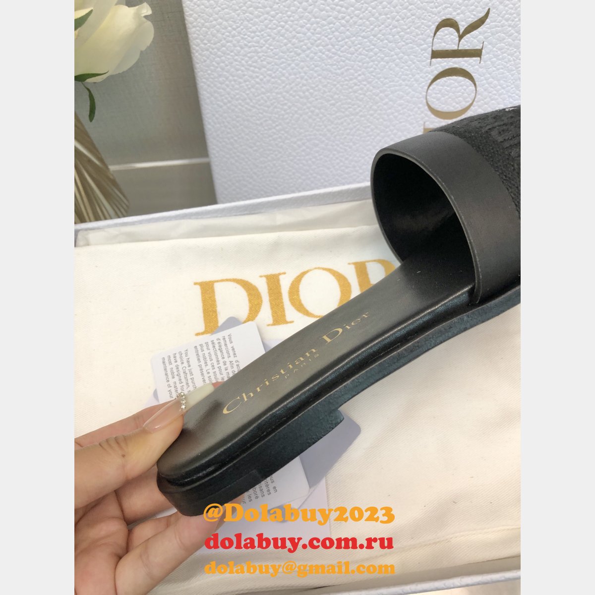 High Quality DIOR flat women slippers