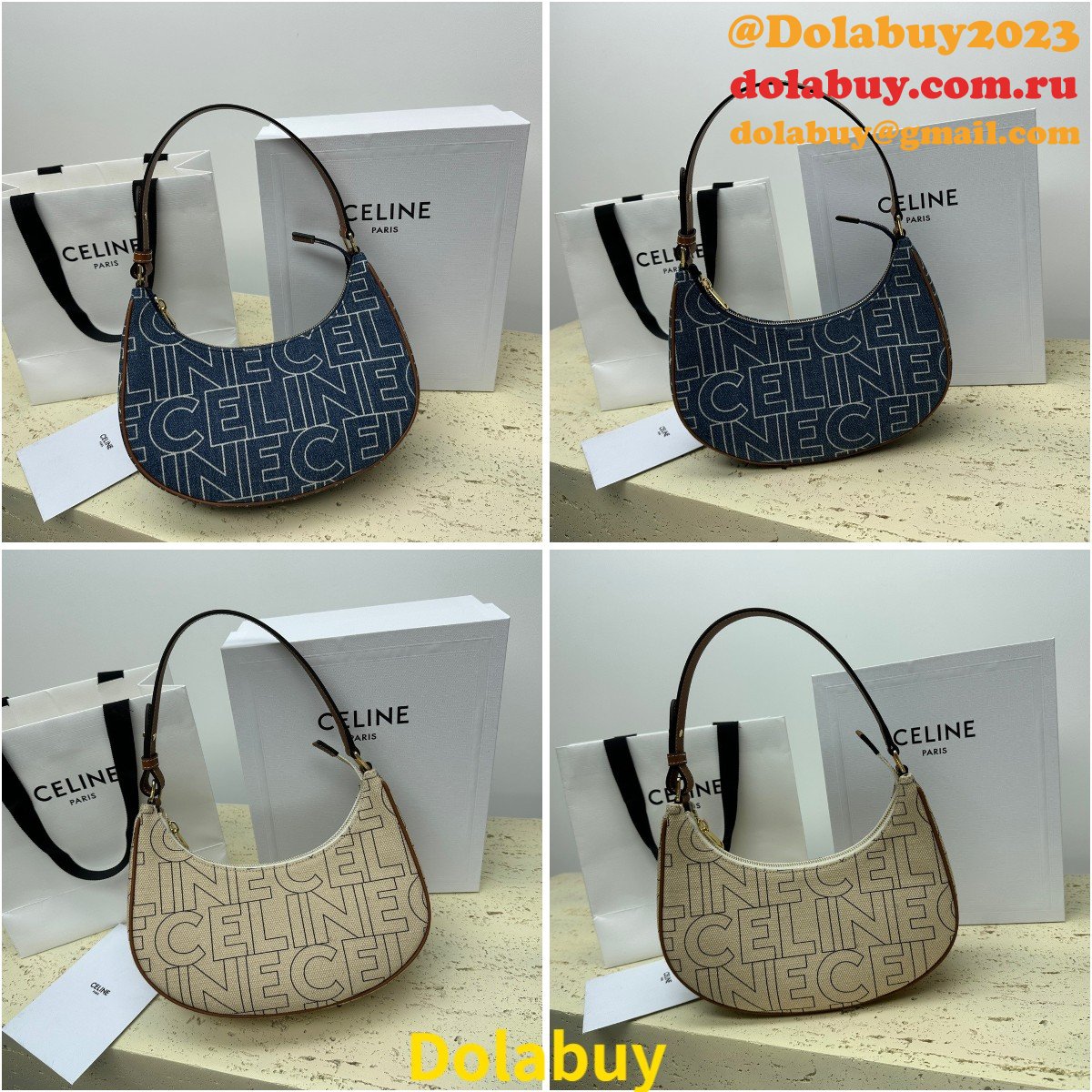 Celine Designer 1:1 Mirror Ava Denim 193952 Fake Bag