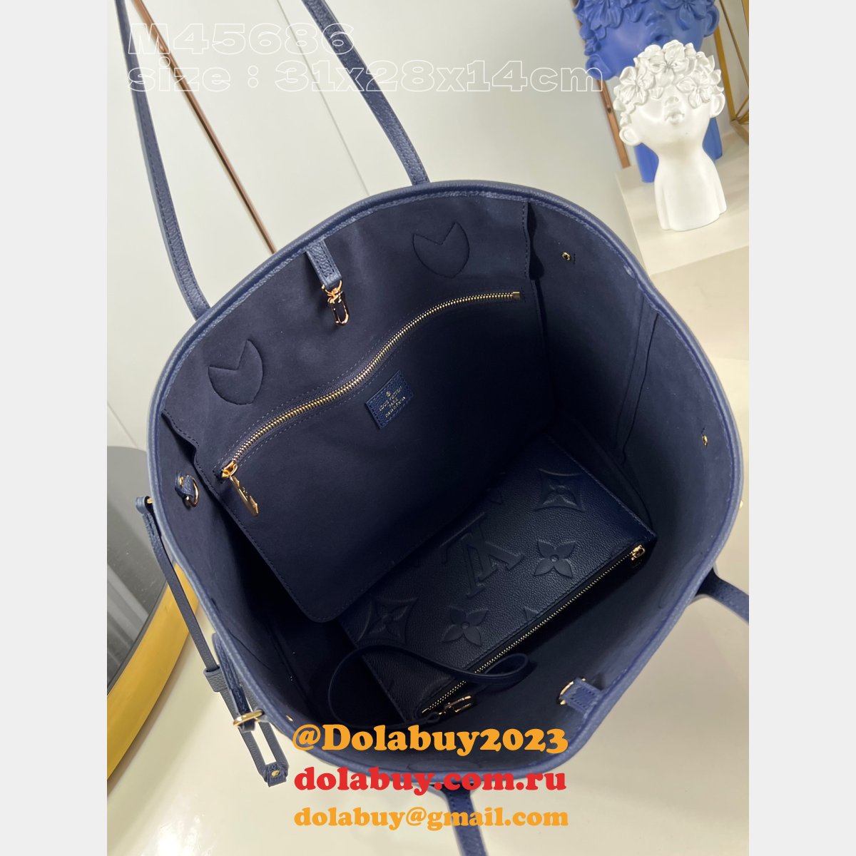 Neverfull 7 Star Tote Bag Knockoff Louis Vuitton M45686 Navy